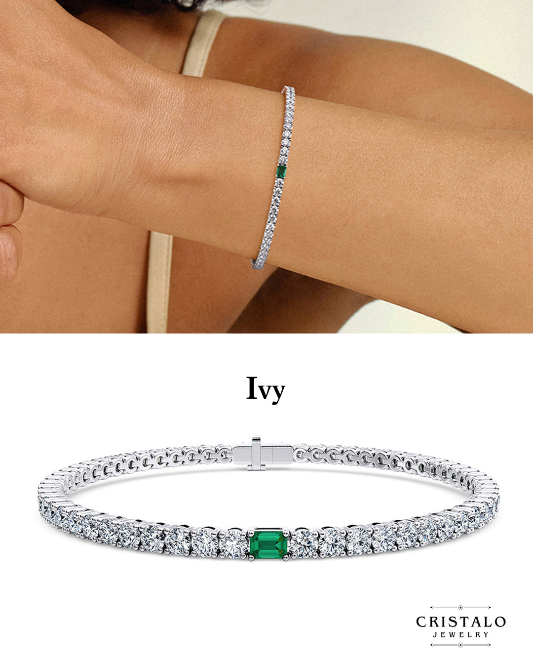 Ivy Lab Grown - Diamond Bracelet in White Gold