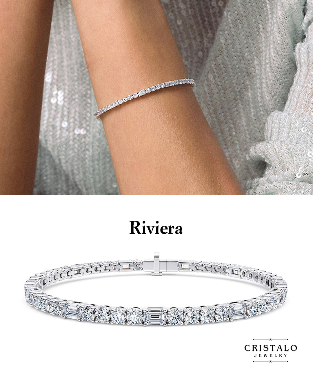 Riviera Lab Grown - Diamond Bracelet in White Gold