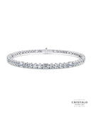 Riviera bracelet in 18k white gold with 4.45ct diamonds, mixing round and emerald-cut stones.