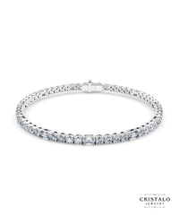 Elegant white gold Riviera bracelet with lab-grown or natural diamonds.