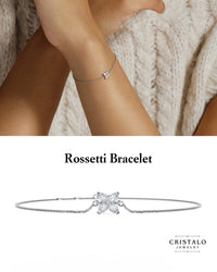 Floral-inspired diamond bracelet, adjustable 17–19cm chain, perfect for spring elegance.