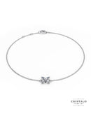 Delicate Rossetti bracelet in 18k white gold with round and pear-shaped diamonds.